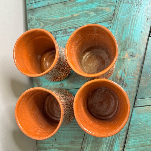 Studio Art Handleless Pottery Mug Tea Cup Tumblers Set of 4 - Picture 8 of 9